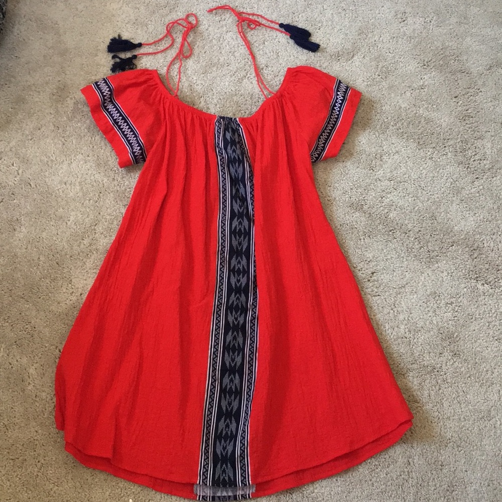 Boho Maternity Dress Small off the shoulder fringe